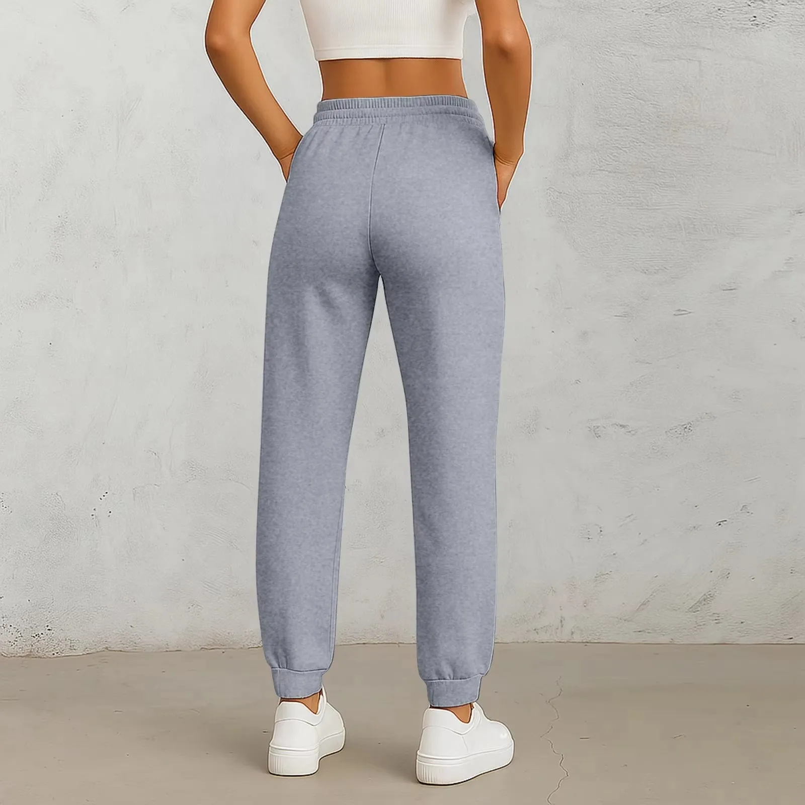 PUAIA Damen-Freizeithose, Sporthose mit Kordelzug in der Taille und Taschen, bequeme, modische Jogginghose für den Alltag – Detail 2