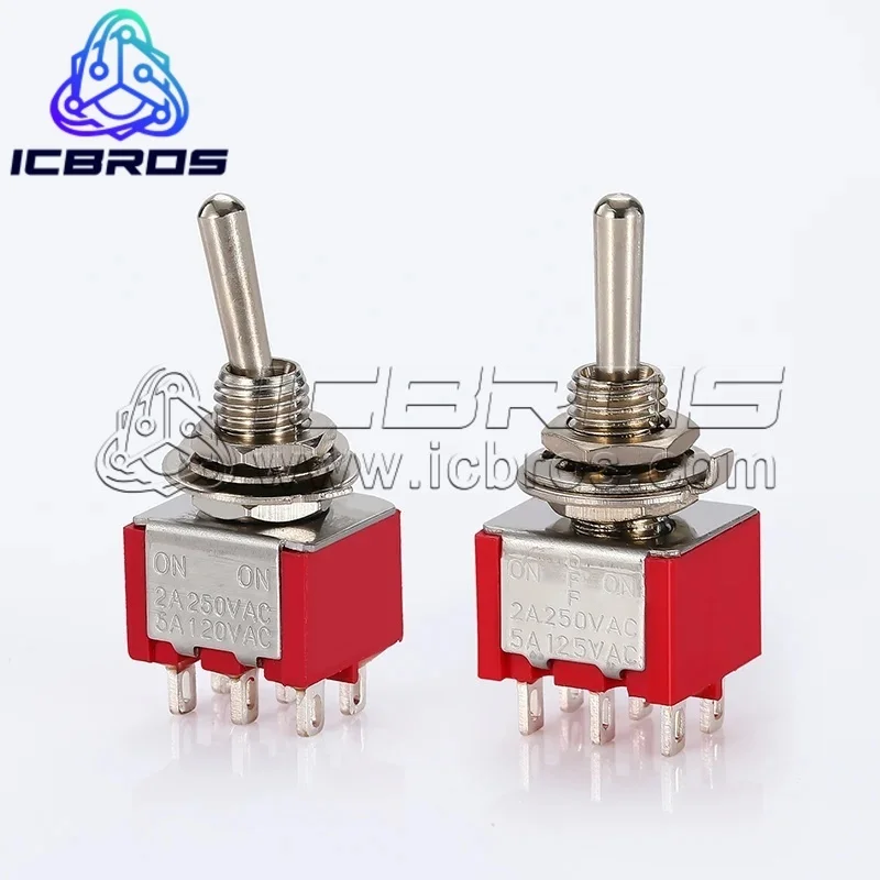 

MTS-202 MTS-203 MTS-223 Red 6MM Toggle Switch Mini 6 PIN Switches 2 /3 Position Latching Switch SPDT ON-OFF -ON