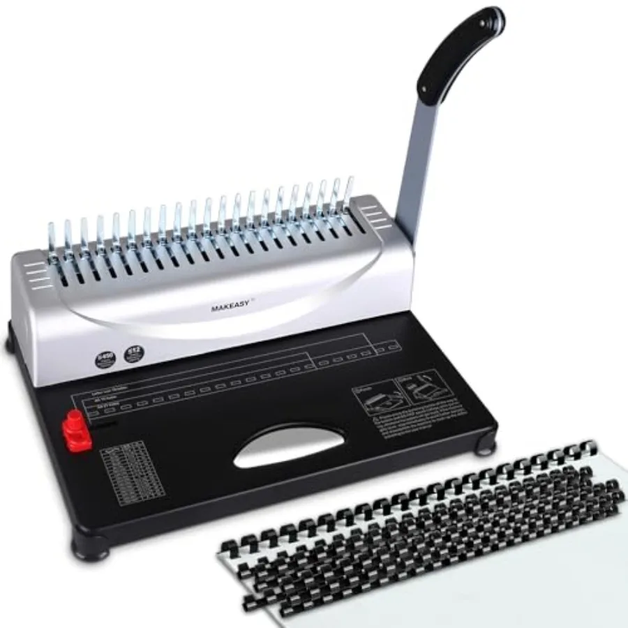 

Binding Machine 21-Hole 450 Sheets Comb Binding Machines with 1 Box Comb Bindings Spines Comb Binder for Letter Size A4 A5 Pape