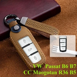 Leather Car Key Cover Case Shell Protector Fob For Volkswagen VW CC Passat B6 B7 Passat 3C CC Maogotan R36 B5 B7L Accessories