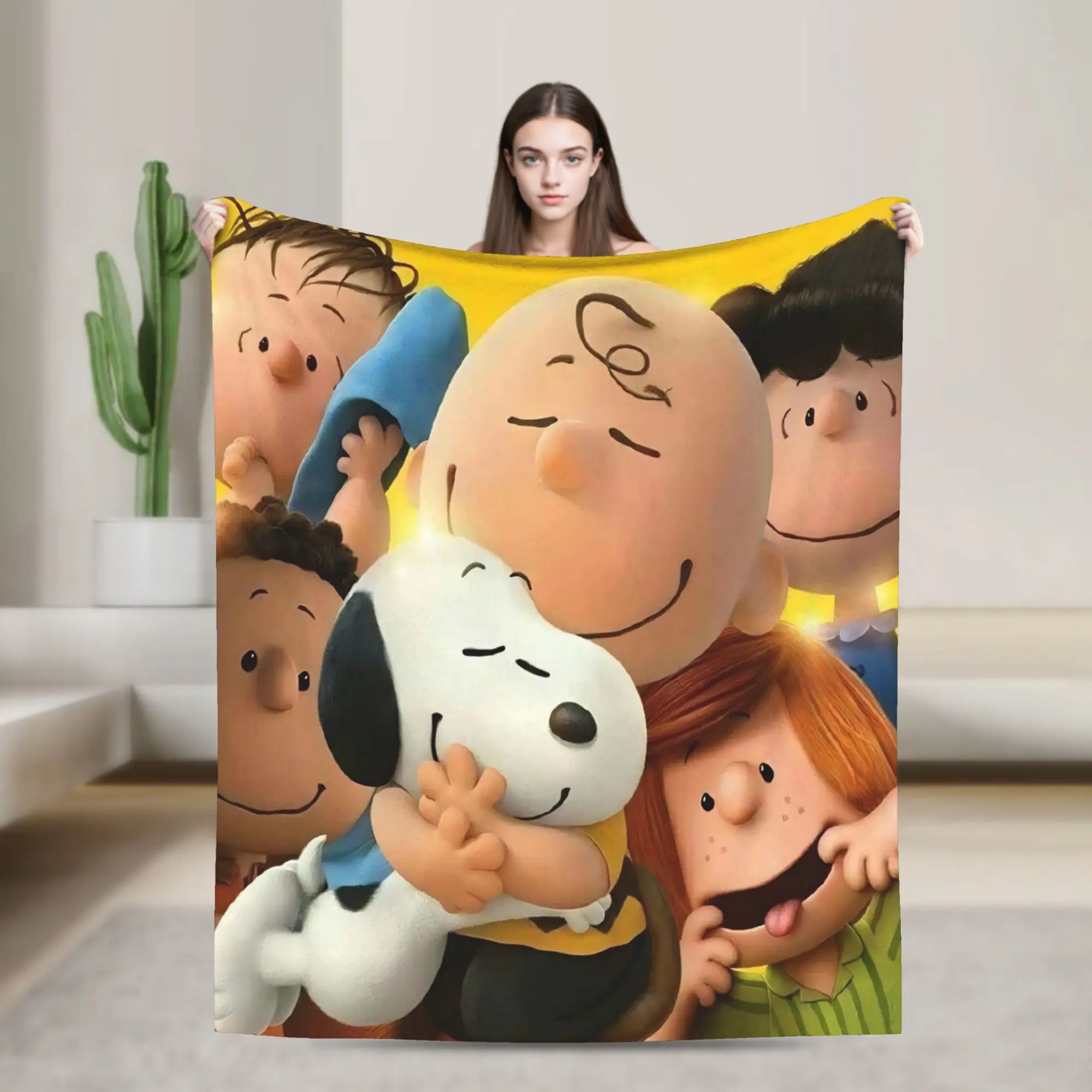 S-Snoopys Movie Blanket Friends Cartoon Fuzzy Awesome Warm Throw Blanket for Bedding Lounge Spring/Autumn