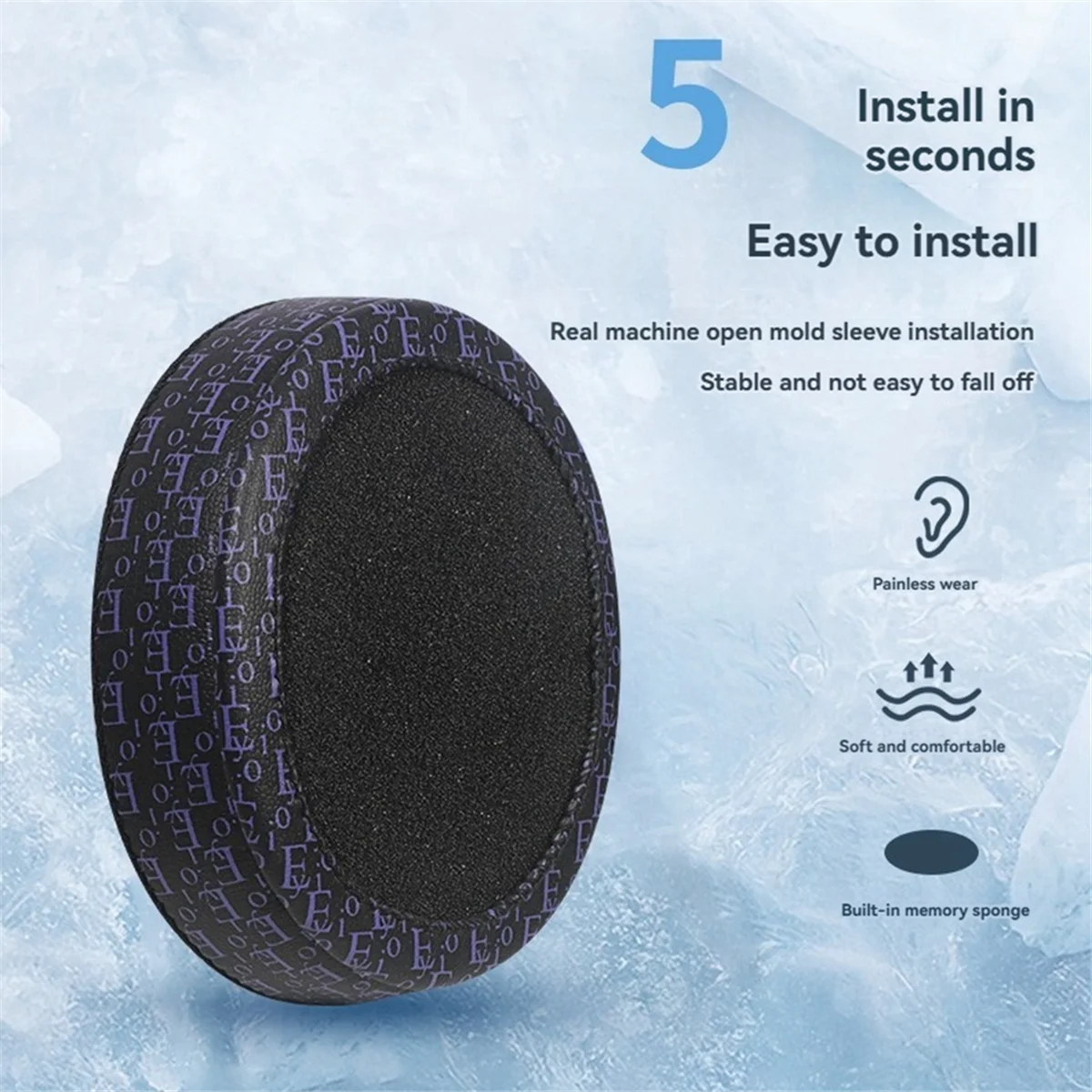 Ice Feel Ear Pad WH-CH700N ZX770BN Headphone Ear Cushions Enhancing Aesthetics with Stylish Print,Black-