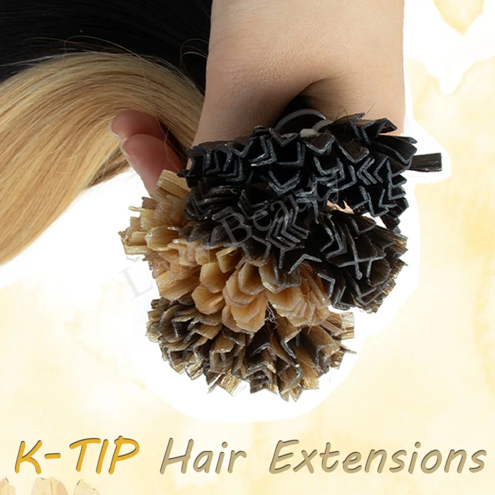 K Tip Nail Tip Extensions de cheveux cheveux humains pointe de kératine Fusion chaude Extensions de cheveux humains noir brun brun cheveux pré-collés 50pcs