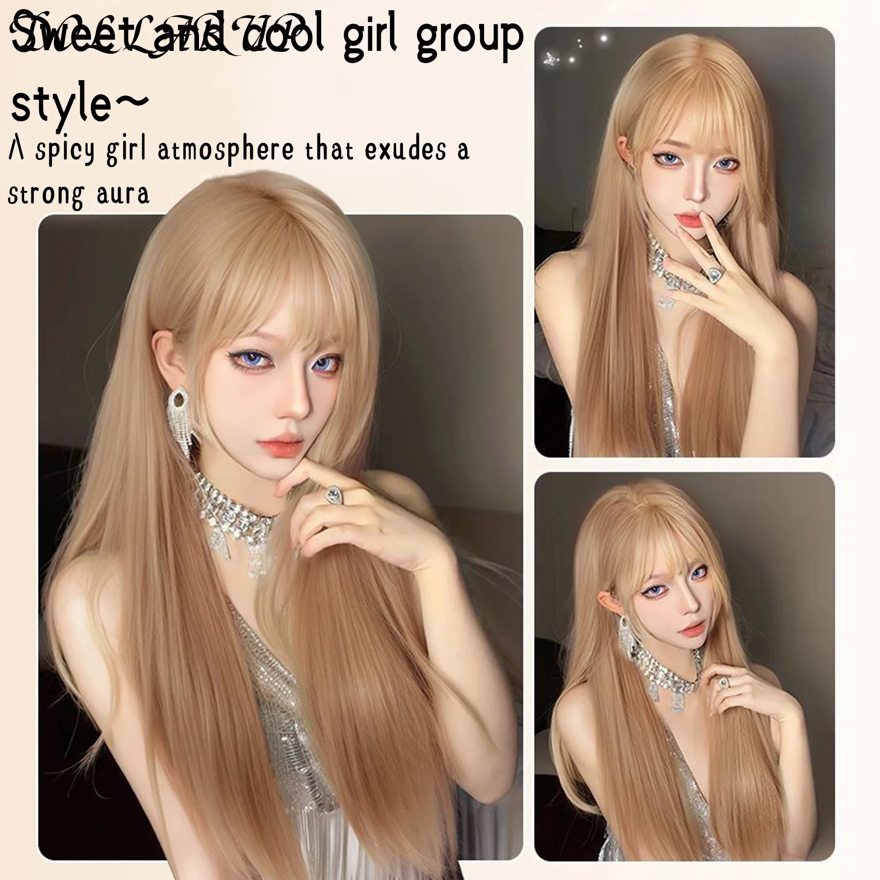 باروكة صناعية من JKL، شعر مستعار طويل مفرود، زي الهالوين، شعر مستعار يومي، إكسسوار شعر بدرجة حرارة عالية #3