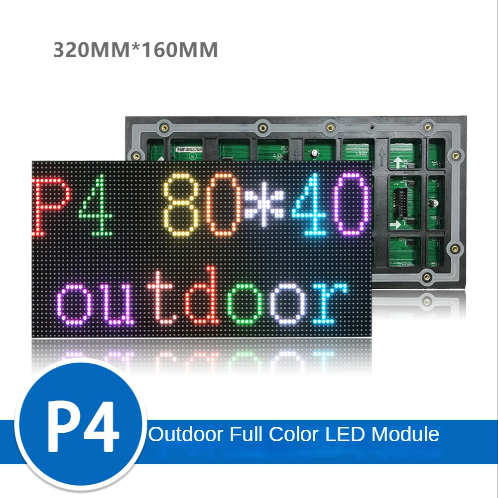 320*160mm P4 Full Color LED Screen Panel Module 80*40 Pixels 1/10 Scan Outdoor 3in1 SMD RGB P4 LED Display Panel Module