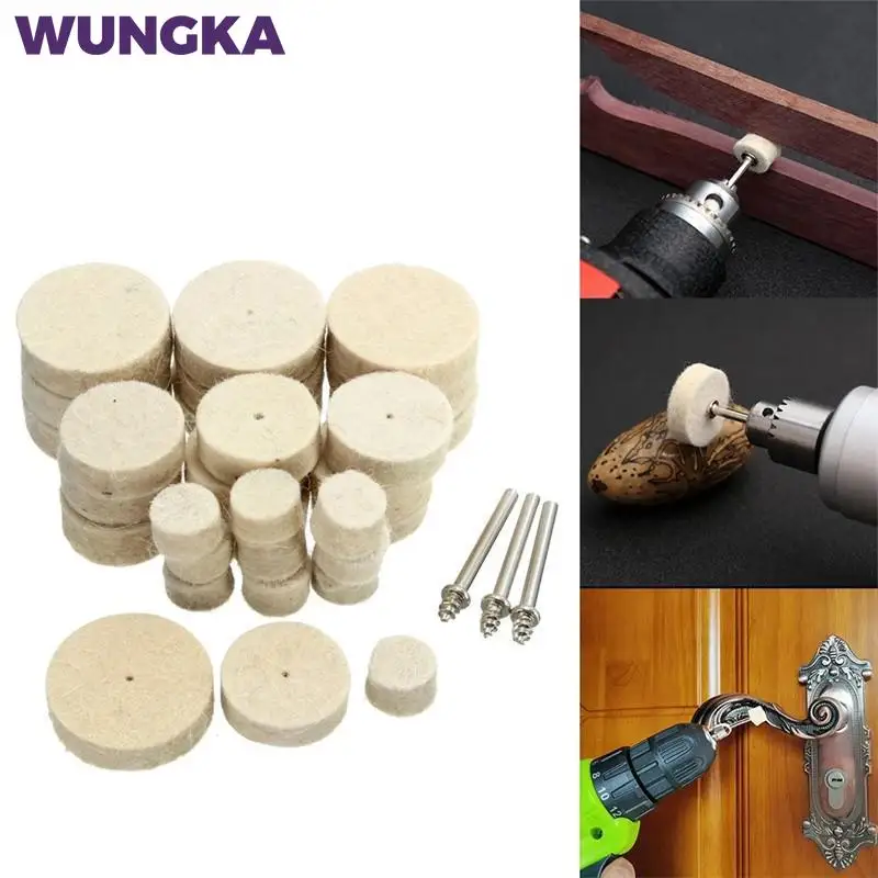 33Pcs Wool Felt Abrasive Buffing Wheel Grinding Sanding Head 3mm Shank For Dremel Drill Rotary Tool Polishing Brush