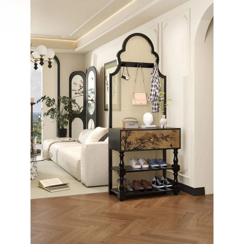 

Bedroom shading removable screen rattan screen partition living room entry solid wood retro shoe cabinet