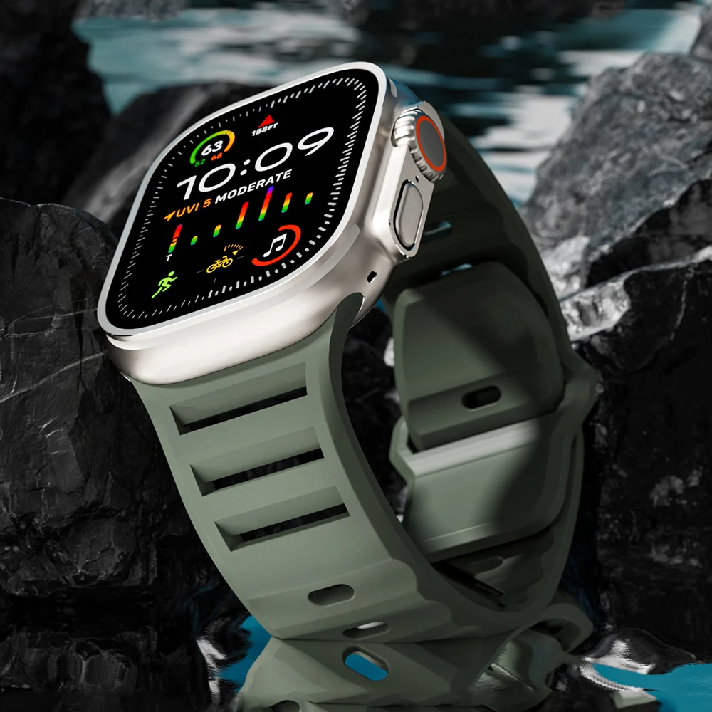حزام سيليكون رياضي لساعة أبل الترا 2 باند 49 ملم Smartwatch Correa سوار iwatch Series 10 9 8 7 SE العصابات 46 ملم 44 ملم 42 ملم