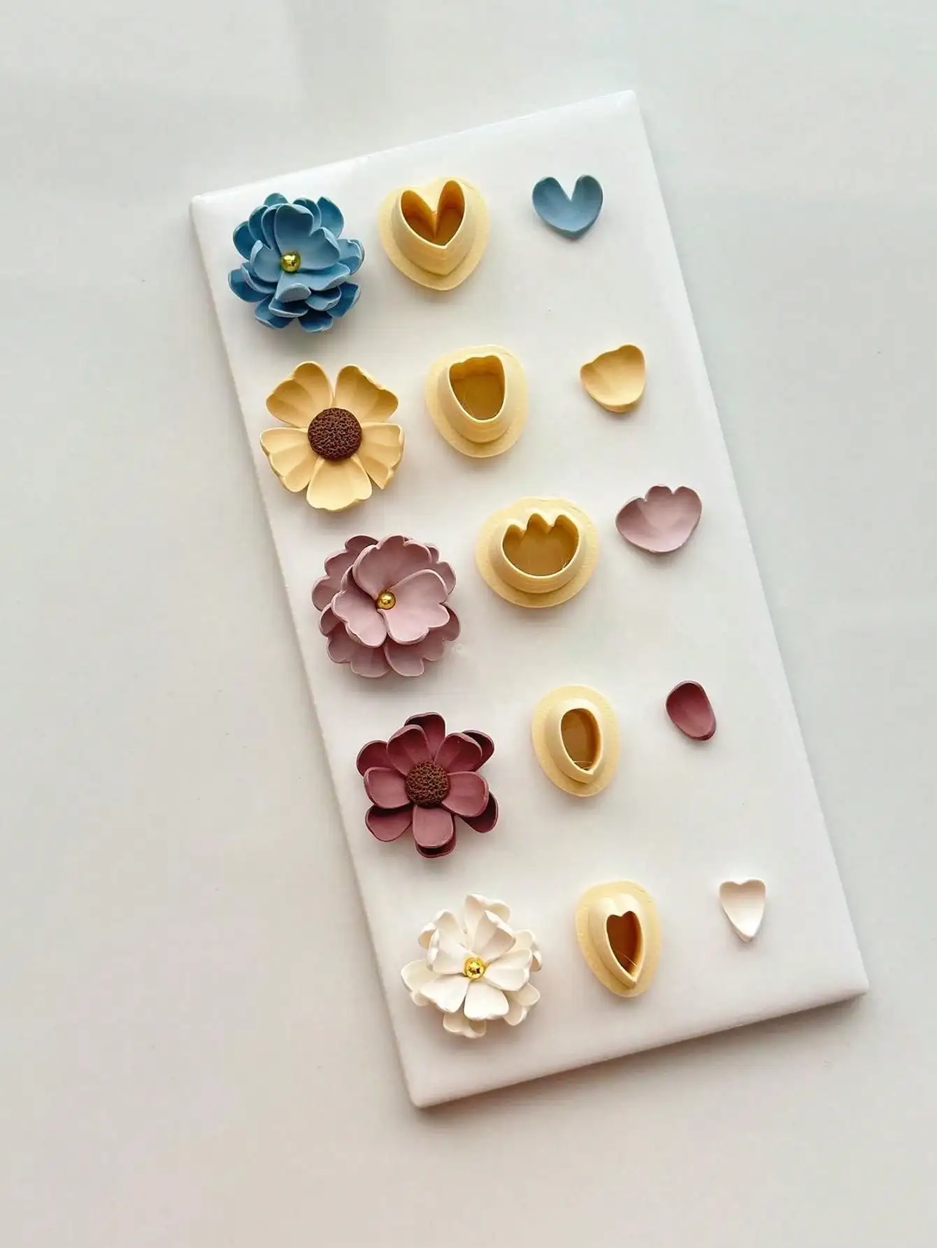 1Set Mini Flower Petal Polymer Clay Cutters Ceramic tools Polymer Clay Cutters Boho Embossed Dangles Earring Cutters Clay Tools