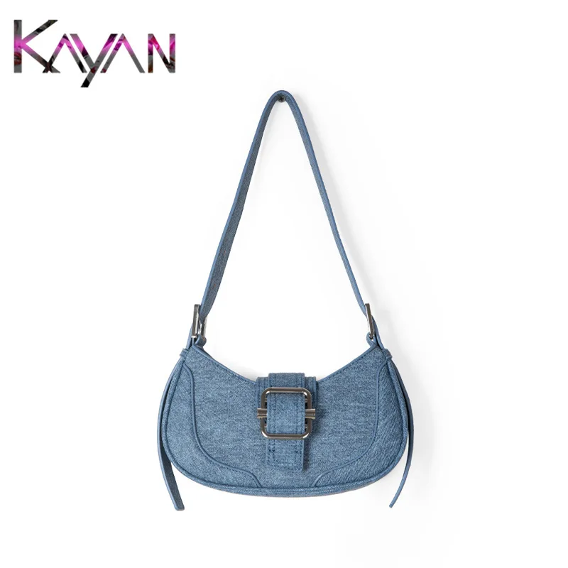 

Luxury Design Women Saddle Shoulder Bag High Quality Demin Underarm Bag Hangbag Purse for Female Ladies Satchel Handle Bag