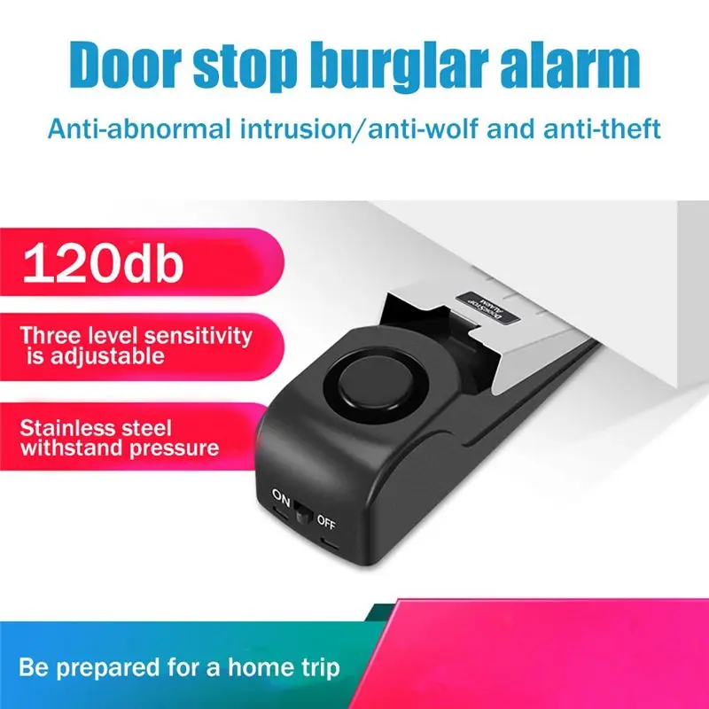 

NOCM 2PCS Travel Door Stopper Alarm Portable 120Db Security Floor Door Stops Adjustable Sensitivity for Home Dormitory