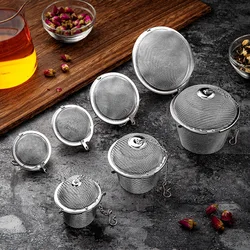 Stainless Steel Mesh Tea Infuser Round Spice Coffee Cha Strainer Kitchen Herbal Stew Soup Diffuser Home Teaware Sieve with Hook