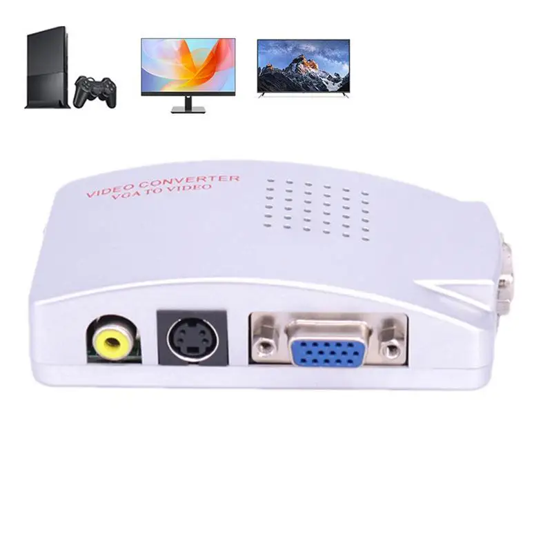 

Преобразователь VGA в AV, преобразователь VGA ToRCA AV в VGA, видеоадаптер для ТВ-приставки, портативный Преобразователь