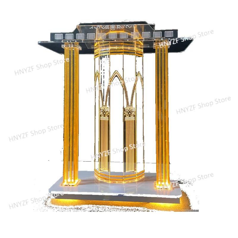 

Stylish LED Acrylic Church Podium Clear Acrylicwith Rollers and Vertical Reading Platform for Church Entrance Classroom