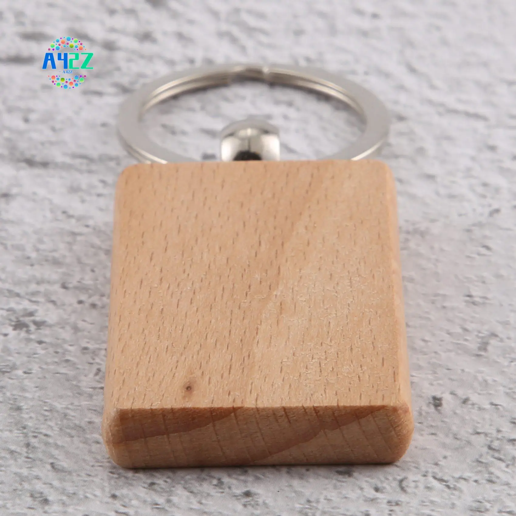 

A42Z-100 Blank Wooden Keychain Rectangular Engraving Key ID Can Be Engraved DIY