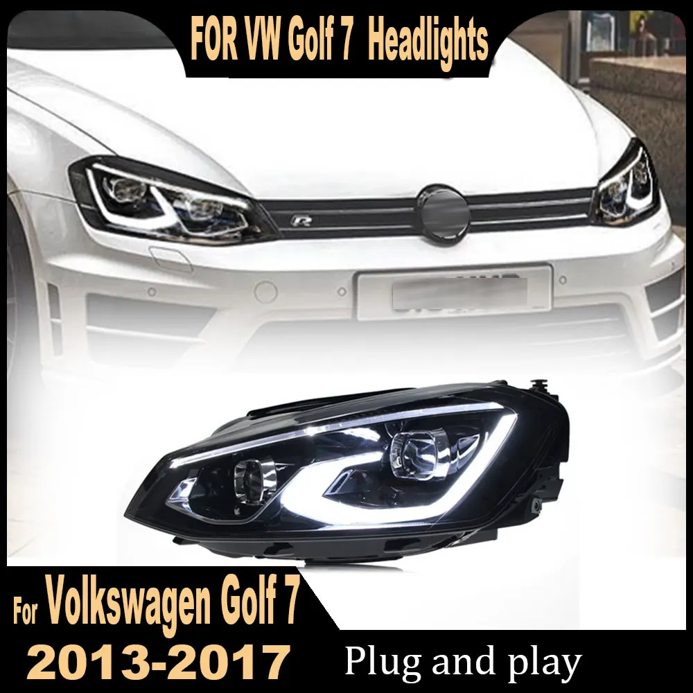 Headlights for VW Golf 7 7.5 MK7 2013 2014 2015 2016 2017 LED Head Lamp  DRL Turn Signal High Beam Angel Eye Projector Lens