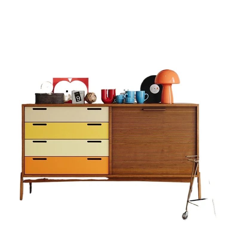 

Danish medieval designer Bauhaus color matching cherry solid wood locker, porch cabinet, side cabinet