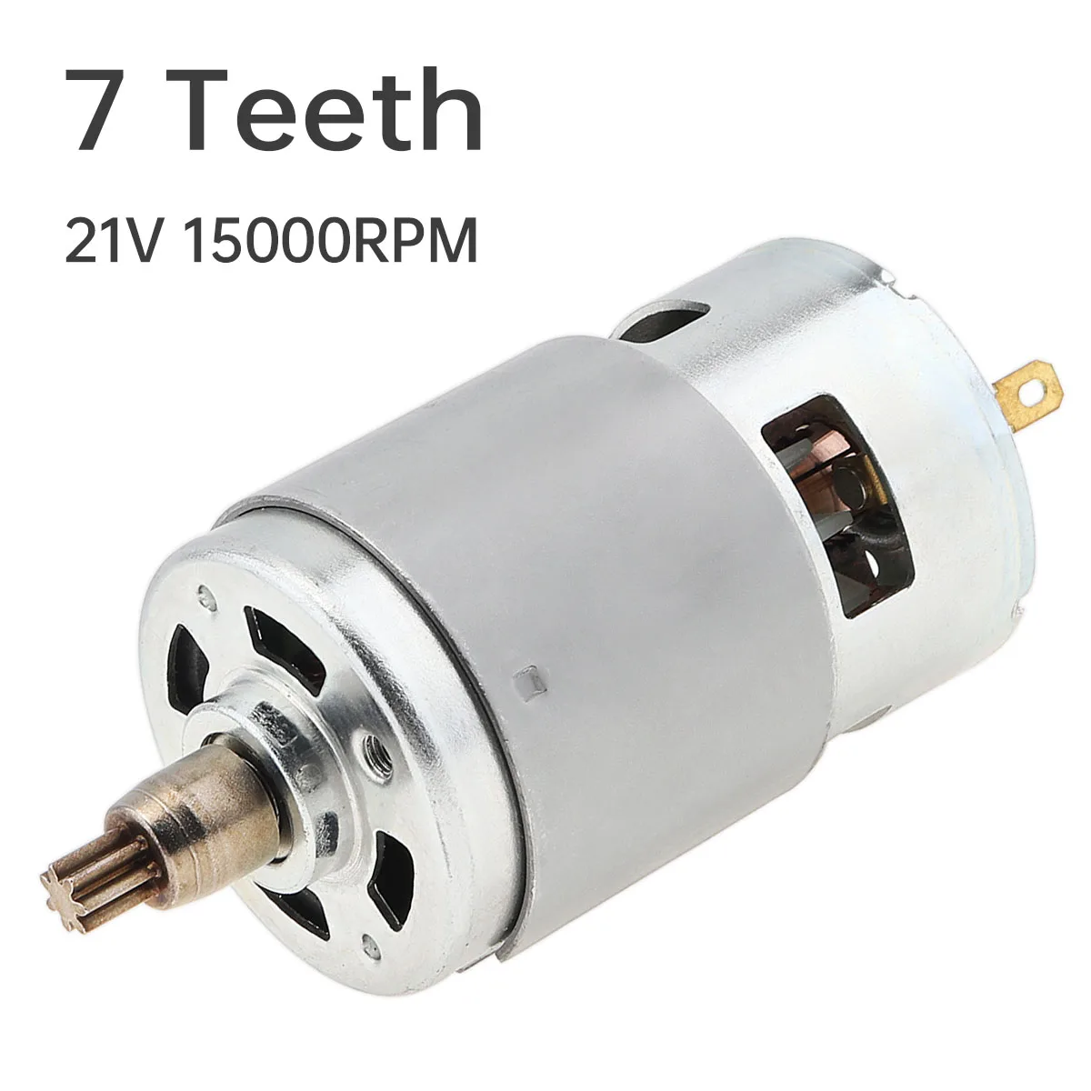 7Teeth RS775 DC Motor 21V 15000RPM High Speed Large Torque Micro Motor for Cordless Drill / Electric Wrench, 7 Teeth DC Motor