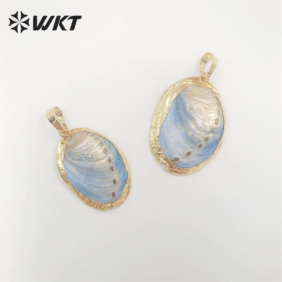 WT-JP317 Amazing Fashion Gold Trim Resist Tarnishable 18k Real Gold Dipped Abalone Scallop Shell Pendants For Necklace