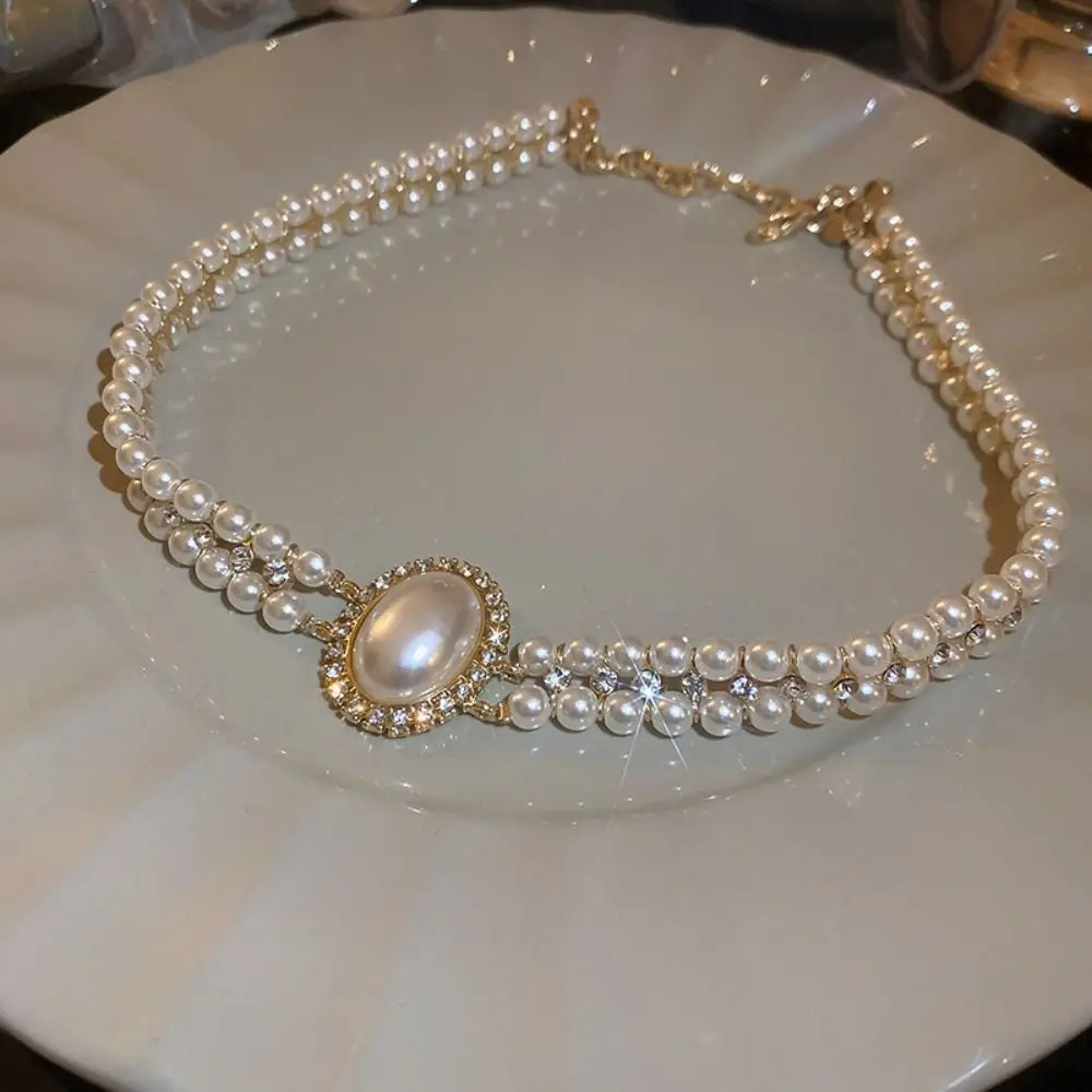 Style Choker Temperament Cheongsam Personality Pearl Jewelry Set Necklace Ear Studs Set Macbeth Pearl Earring Women Necklace