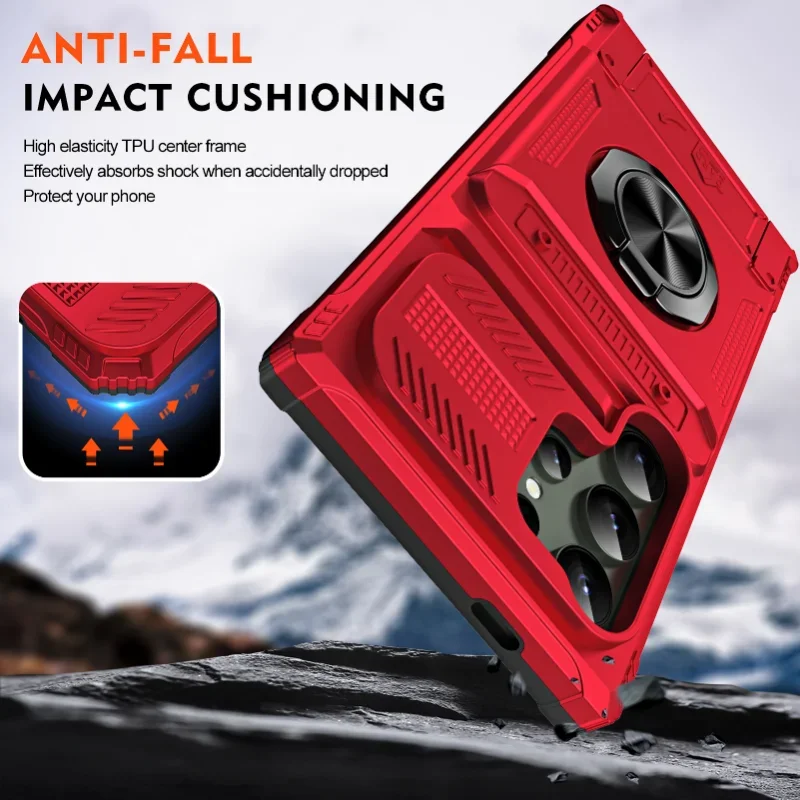 Case For Samsung A14 A15 25 35 55 S24 S23 Ultra Plus FE Magnetic Rotated Ring Kickstand Heavy Duty Drop Protection Wallet Cover