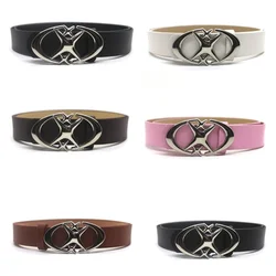 Y2k Buckle Belt PULeather Decorative Jeans Pants Waistband for Men and Women