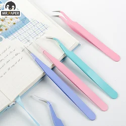 Mr.paper 8 Styles Candy Color Multifunctional Tweezers Creative Small Fresh Stainless Steel High Elastic Hand Account Clip