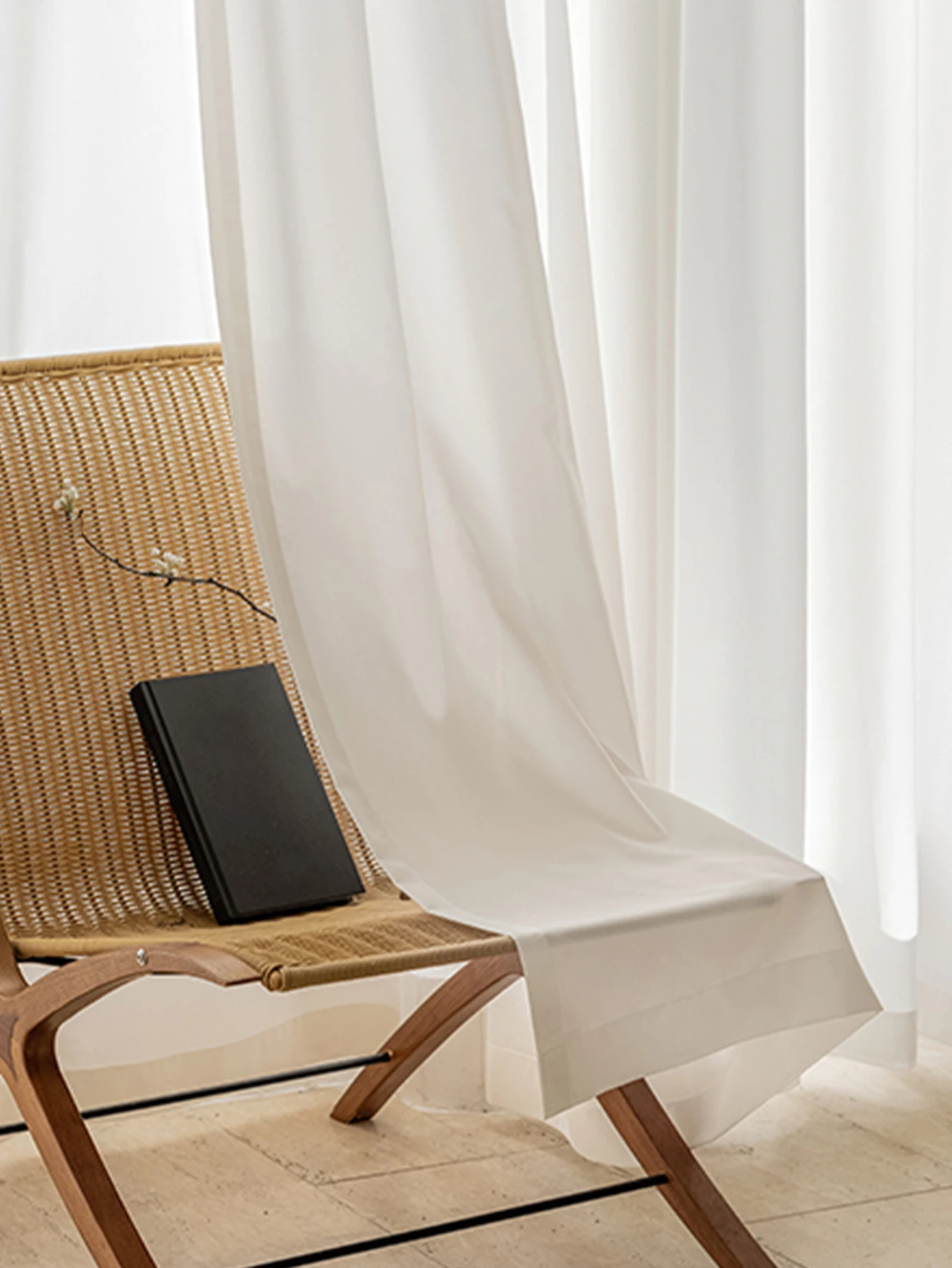 Hot selling high quality polyester cheap price ready made white semi blackout voile sheer curtain for living room office hotel