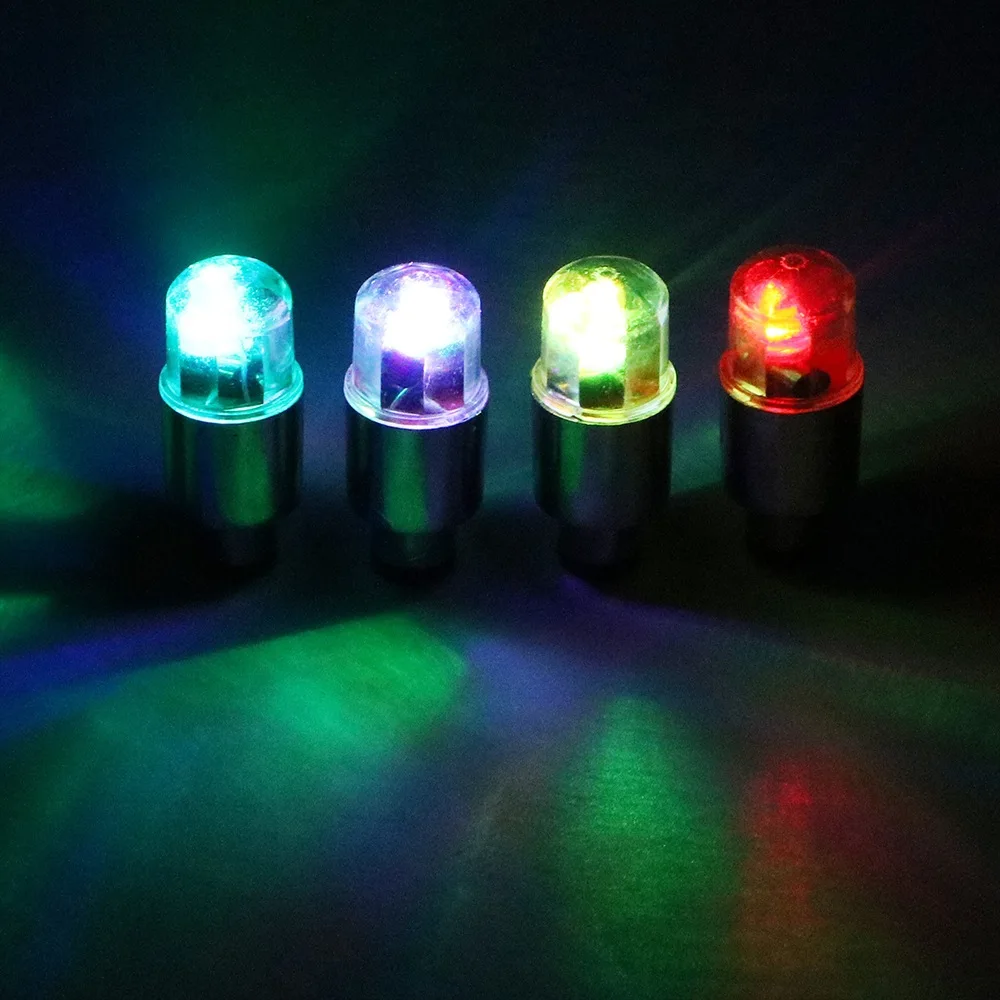 Luces de rueda de coche, 4 piezas, válvula de aire, vástago, cubiertas de luz LED, accesorios para motocicleta, lámpara de cubo de neumático de bicicleta