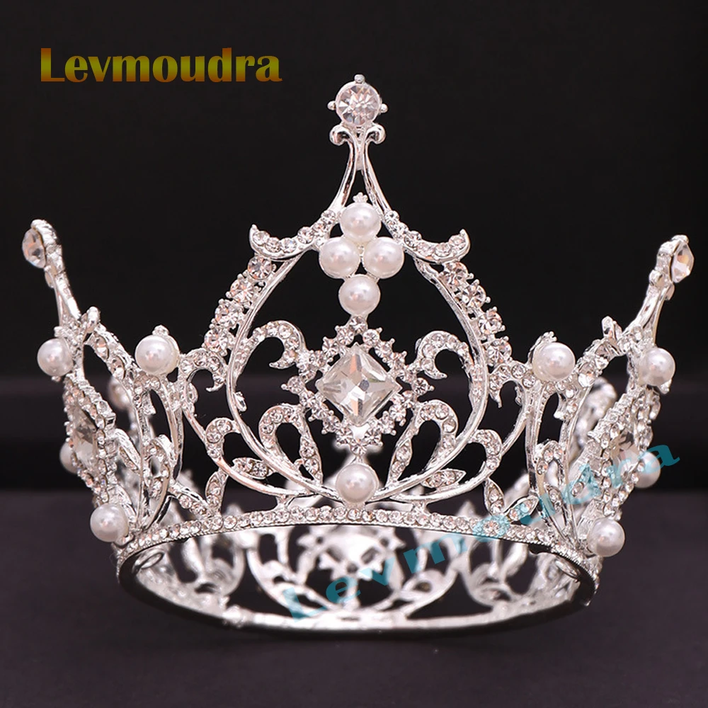 

Levmoudra Luxury Pearl Crystal Bridal Tiaras And Crowns for Women Bride Party Prom Diadem Wedding Bridal Hair Accessories