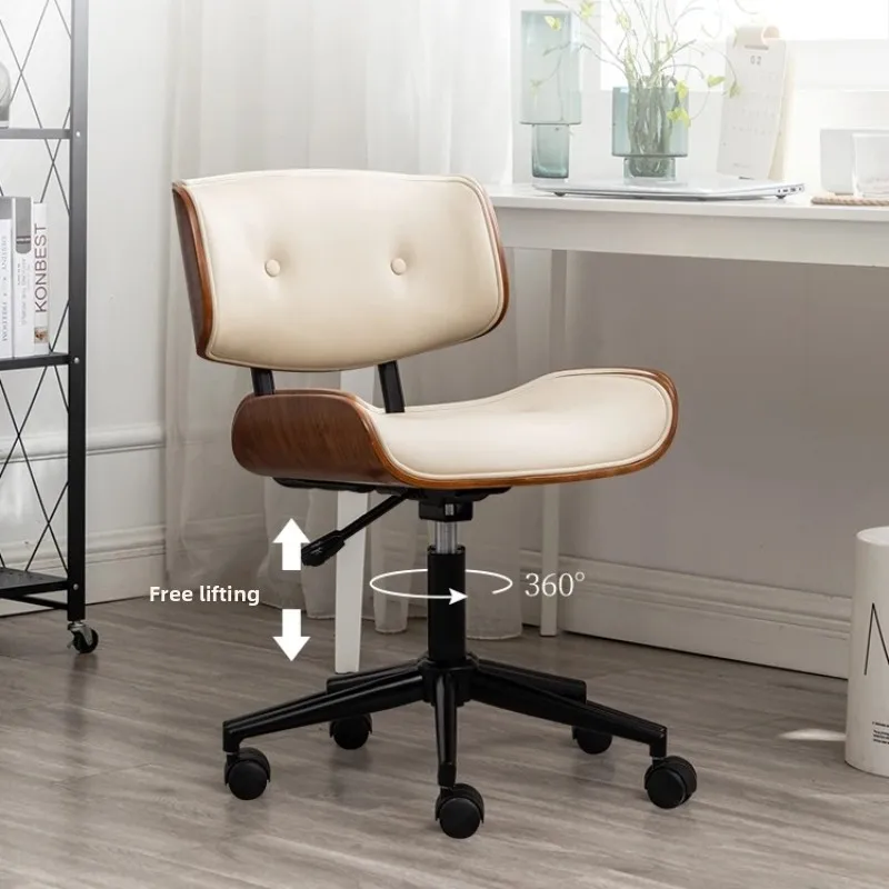 ‌Luxury Solid Wood Compact Office Chair-Ergonomic Adjustable Height Swivel Seat with Lumbar Support |for Home Bedroom Study Desk - view 4