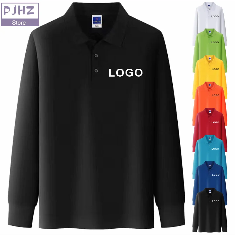 Summer Breathable Long Sleeve Polo Shirt Personal Group Logo Custom Print Embroidery High Quality Cotton Fabric Polo Shirts Tee