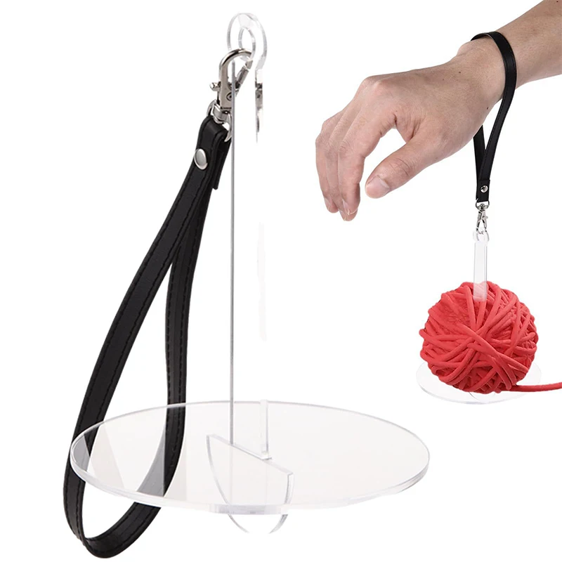 Acrylic Clear Wrist Yarn Holder With Leather Wrist Strap, Portable Yarn Ball Holder, Organizer For Knitting Supplies