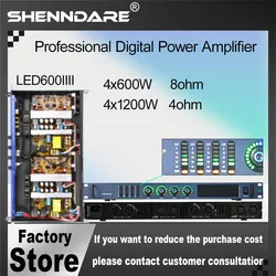 LED600 4X600W Professional Power Amplifier 4 Channels Stereo Line Array Speaker Preamplifier DJ Subwoofer Amplifier Sound AMP