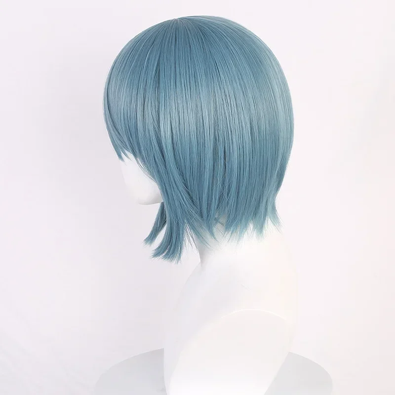 Peluca de Cosplay de Anime Miki Sayaka, pelo corto azul y gris, pelucas sintéticas resistentes al calor, 30cm