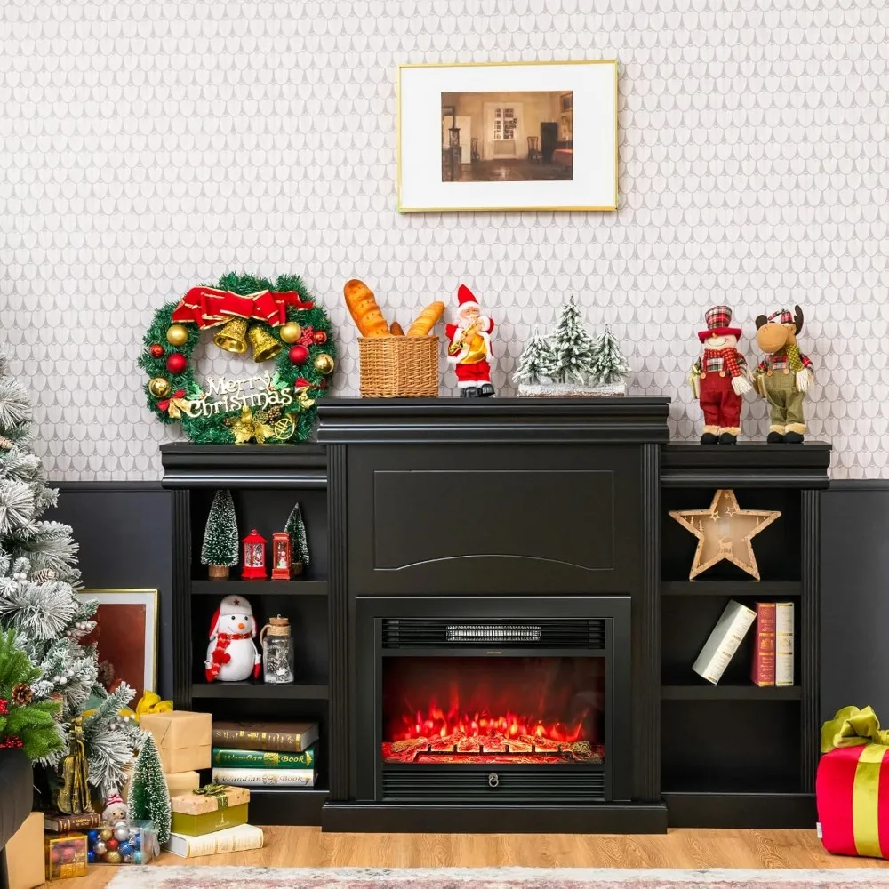 70 Armário de lareira autônomo de madeira para sala de estar e quarto