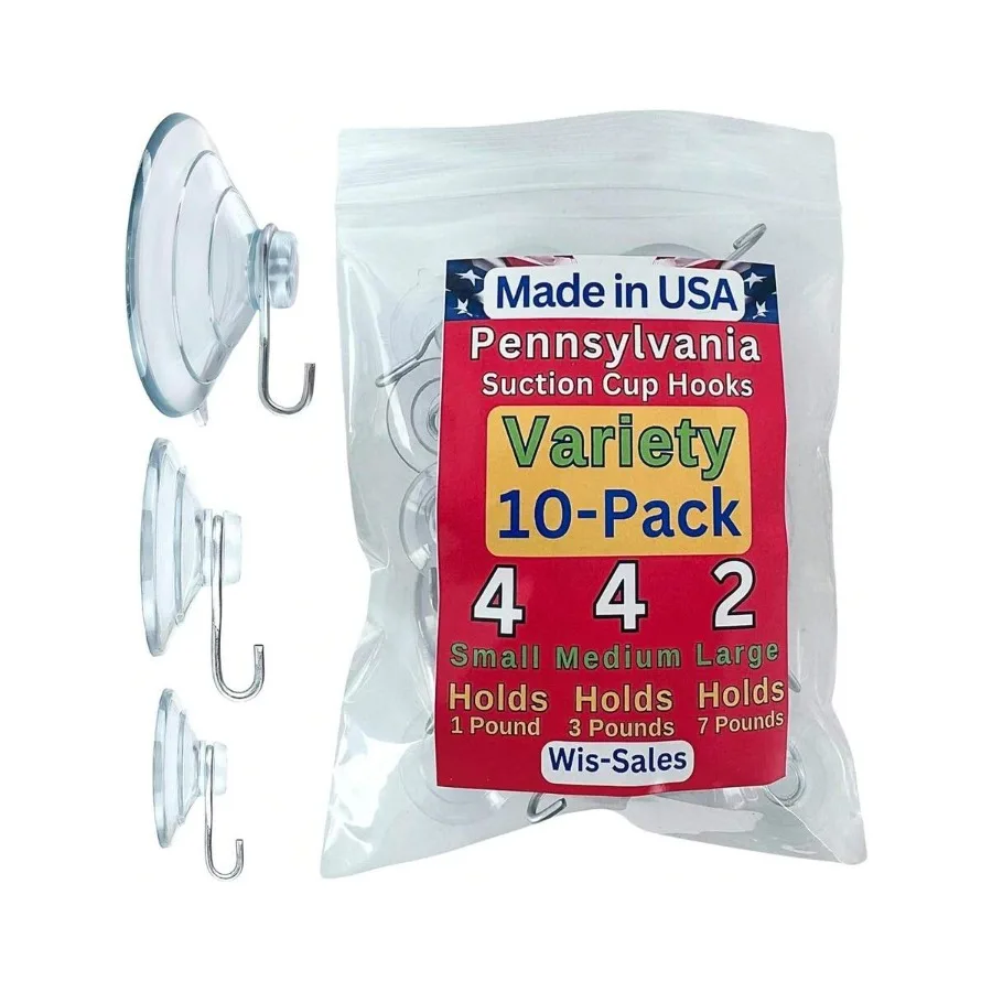 

Heavy Duty Suction Cup Hooks For Glass Windows. For Signs Holiday Ornaments Suncatchers 10-Pack Variation,26168050