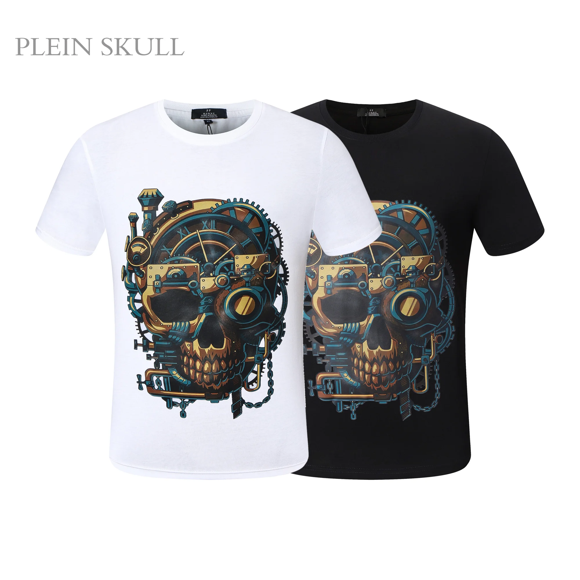 

Мужская дышащая футболка PLEIN SKULL 2025: Новинка лета, трендовый хип-хоп спортивный топ в готическом панк-стиле, уличная мода, с коротким рукавом, для фитнеса, с принтом черепа