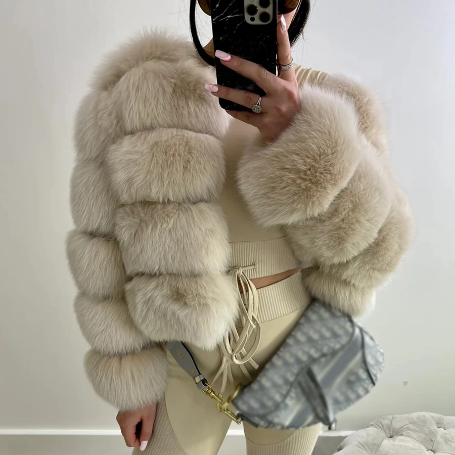 Women's Winter Real Fox Fur Coat Short Warm Coat New Arrival Fox Fur Coat Luxury High Quality