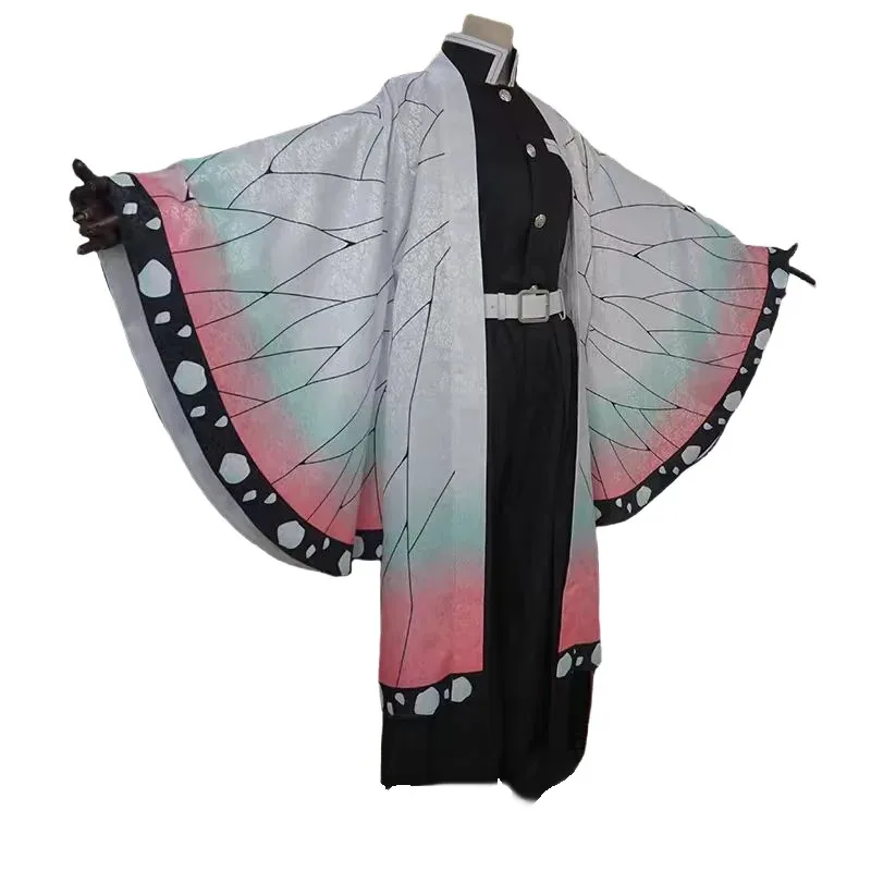 

qa156Костюмы на Хэллоуин для женщин, аниме Kochou, костюм, парик Хаори Шинобу, косплей, убийца демонов, кимон