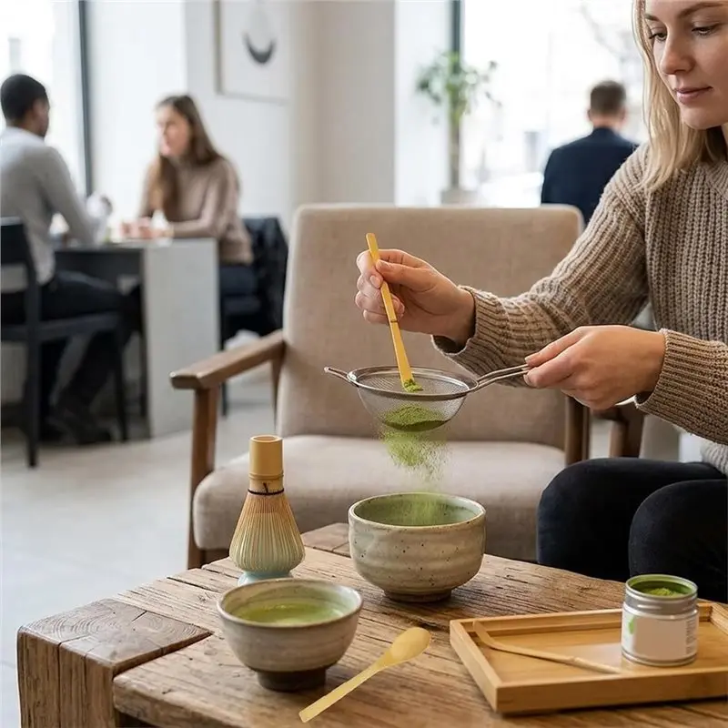 ABRU-Matcha Sieve,Bamboo Matcha Scoop,And Strainer,Versatile Small Kitchen Sieve For Tea Ceremonies And Cocktail Preparation.