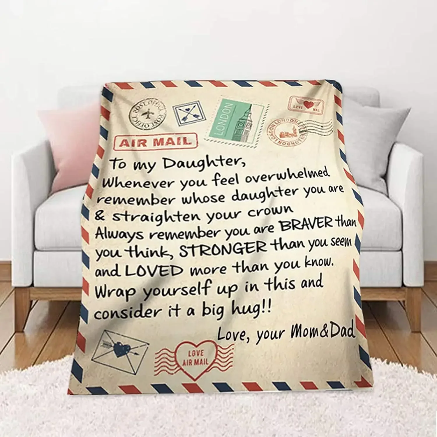 

Personalized Blanket To My Daughter Gift Letter From Dad Mom To Our Daughter Airmail Throw Blanket Positive Encouraging Souvenir