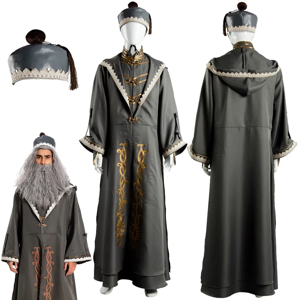 Wizard Albus Cosplay Fantasy Magic Movie Costume Disguise Adult Men Hat Robe Outfits Male Halloween Roleplay Fantasia Clothes