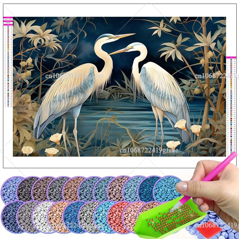 Heron Birds 5D Diamond Painting Diamond Embroidery Mosaic Cross Stitch Full Drill Rhinestone Craft Wall Art Artwork Home Decor