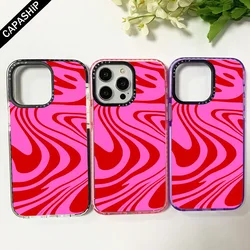 Hot Ins Rose Red Wavy Clear Case For Iphone 11 14 15 Pro Max Silicone Soft 12 13 Mini 7 8 Plus SE3 XR XS Max Shockproof Cover