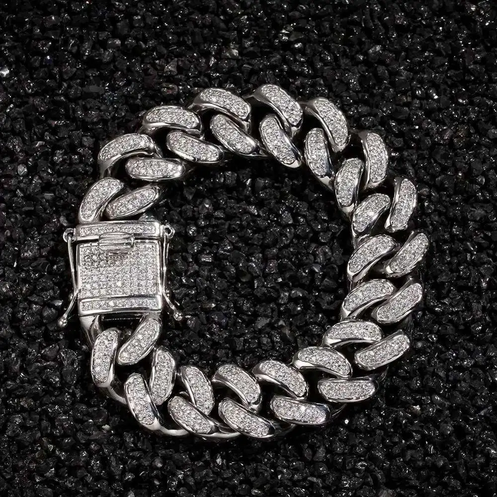 

Stainless Steel Iced Out Bling CZ Cuban Link Chain Never Fade Steel Cuban Chain Dropshipping Necklace
