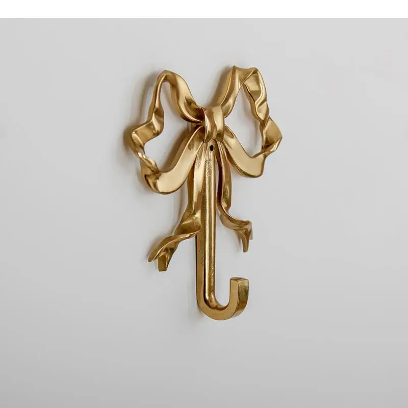 

Brass Hook Bow Decorative Wall Hanging Hooks Wall-mounted Ornaments Home Decoration Accessories Entrance Coat Hat