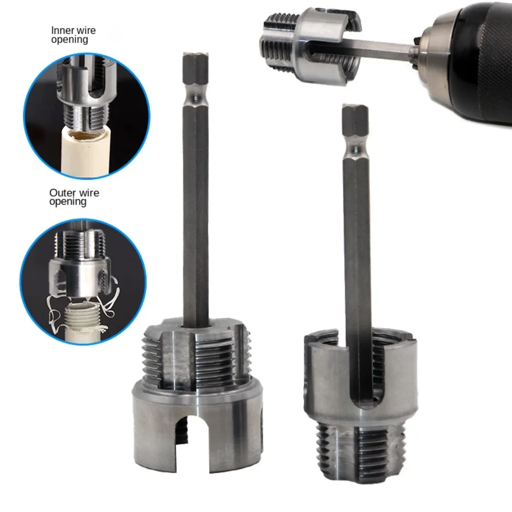 Double-Ended 4/6 Water Pipe Hole Opener Electric Drill Hexagonal Tapping Tools Punching Drill Bit Water Pipe Thread Openers