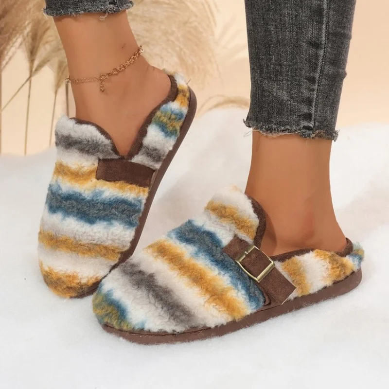 Office Linen Color-Block Toe Slippers Autumn New Arrival Moisture-Wicking Anti-Slip Soft Sole Indoor-Outdoor Couples' Shoes