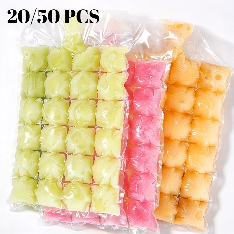 20/50PCS Disposable Ice Cube Bags Self-Sealing Freezer Bags Ice Cube Molds for Cold Drinks Cocktails Home Summer Party
